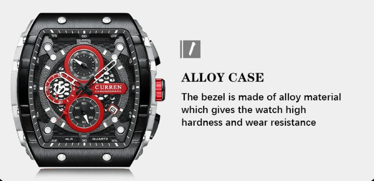 CURREN 8442 Men's Waterproof Six Needle Quartz  Multifunctional Watch Men's Watch - Black_3