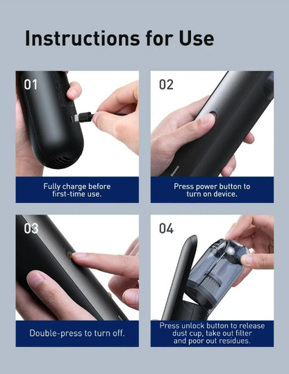 Baseus A1 Car Vacuum Cleaner 4000Pa Wireless Vacuum For Car Home Cleaning - Black_14